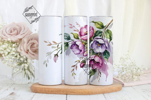 Watercolor Floral 20oz Tumbler Wrap Sublimation sassyprint 