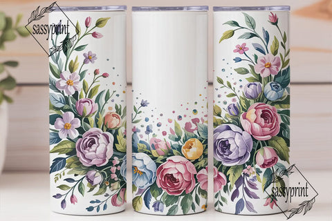 Watercolor Floral 20oz Tumbler Wrap Sublimation sassyprint 