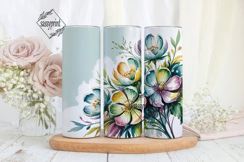 Watercolor Floral 20oz Tumbler Wrap Sublimation sassyprint 