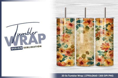 Watercolor Floral Arrangement with Orange and Pink Flowers on Beige Background Sublimation Regulrcrative 