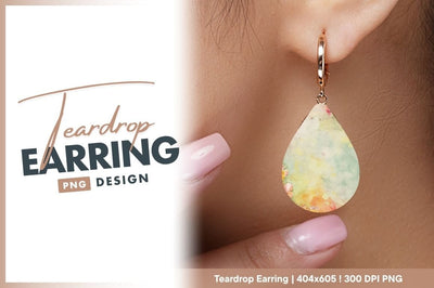 Watercolor floral background with teardrop earring png Sublimation Regulrcrative 