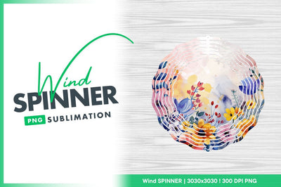 Watercolor floral background with wind spinner round png Sublimation Regulrcrative 