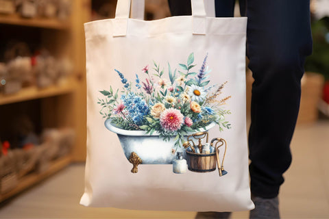 Watercolor Floral Bathtubs Clipart Sublimation Rupkotha 