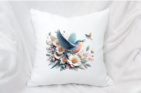 Watercolor Floral Birds Clipart PNG Sublimation SVGArt 