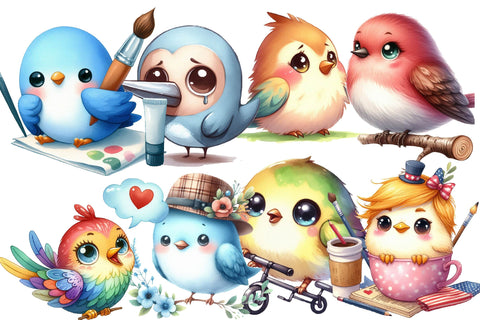 Watercolor Floral Birds Clipart Sublimation Rupkotha 