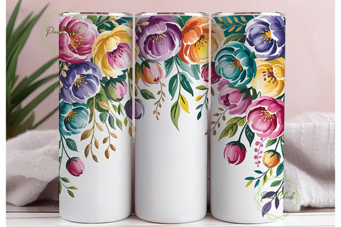 Watercolor Floral Bloom 20oz Tumbler Sublimation PixelChick 