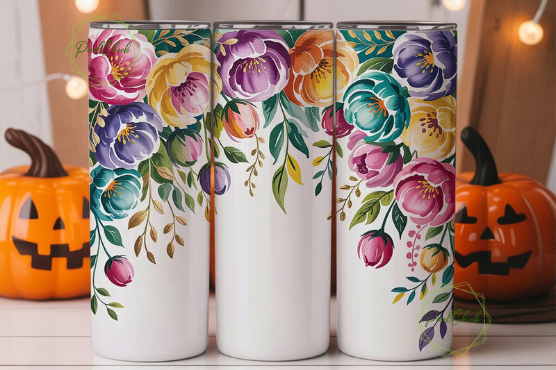 Watercolor Floral Bloom 20oz Tumbler Sublimation PixelChick 