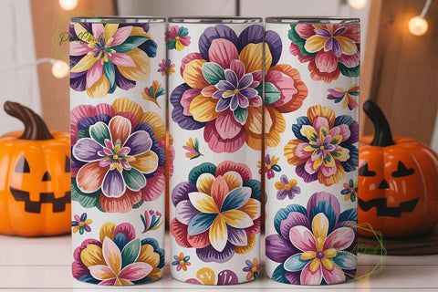 Watercolor Floral Bloom 20oz Tumbler Sublimation PixelChick 