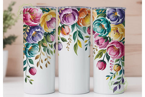 Watercolor Floral Bloom 20oz Tumbler Sublimation PixelChick 