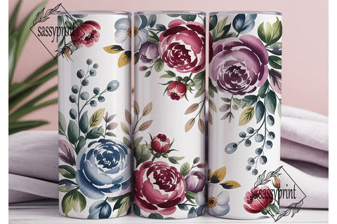 Watercolor Floral Bloom 20oz Tumbler Sublimation sassyprint 