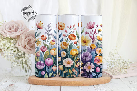Watercolor Floral Bloom 20oz Tumbler Sublimation sassyprint 