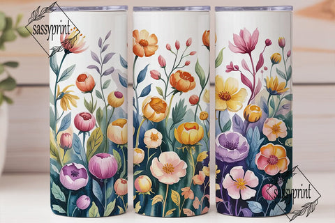 Watercolor Floral Bloom 20oz Tumbler Sublimation sassyprint 