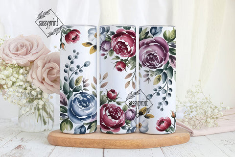 Watercolor Floral Bloom 20oz Tumbler Sublimation sassyprint 