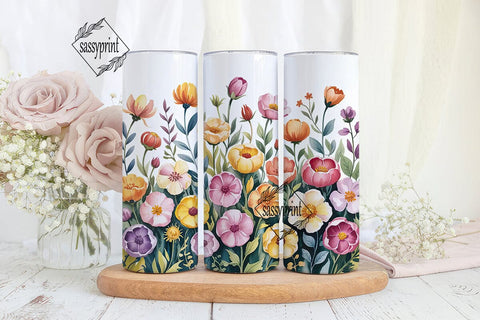 Watercolor Floral Bloom 20oz Tumbler Sublimation sassyprint 