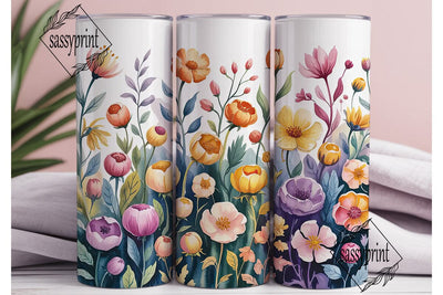 Watercolor Floral Bloom 20oz Tumbler Sublimation sassyprint 