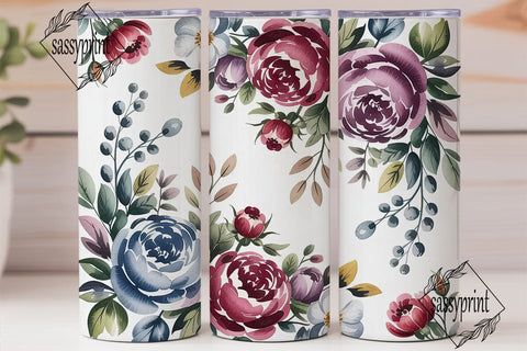 Watercolor Floral Bloom 20oz Tumbler Sublimation sassyprint 