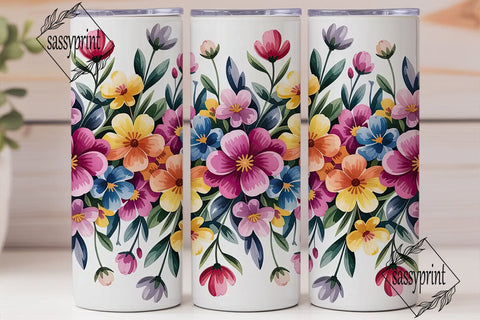 Watercolor Floral Bloom 20oz Tumbler Sublimation sassyprint 