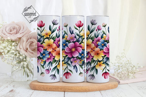 Watercolor Floral Bloom 20oz Tumbler Sublimation sassyprint 
