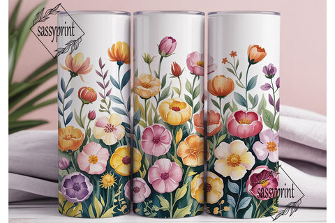Watercolor Floral Bloom 20oz Tumbler Sublimation sassyprint 