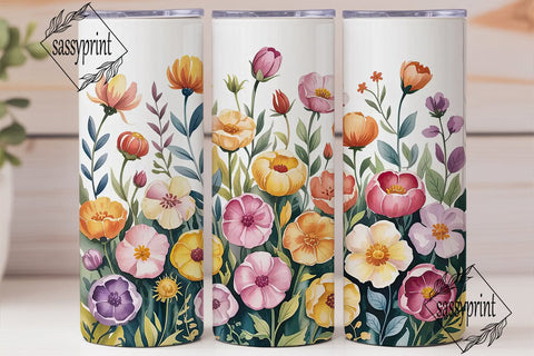 Watercolor Floral Bloom 20oz Tumbler Sublimation sassyprint 