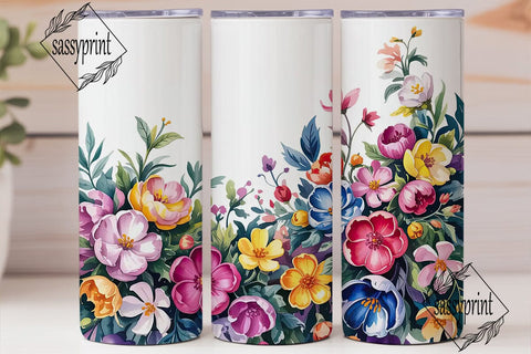 Watercolor Floral Bloom 20oz Tumbler Sublimation sassyprint 