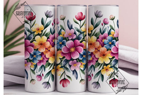 Watercolor Floral Bloom 20oz Tumbler Sublimation sassyprint 