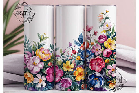 Watercolor Floral Bloom 20oz Tumbler Sublimation sassyprint 