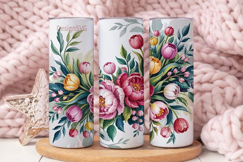 Watercolor Floral Bouquet 20oz Tumbler Sublimation DesignSVG 
