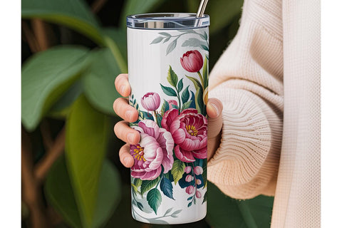Watercolor Floral Bouquet 20oz Tumbler Sublimation DesignSVG 
