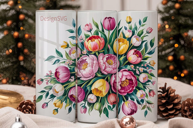 Watercolor Floral Bouquet 20oz Tumbler Sublimation DesignSVG 