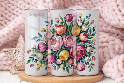 Watercolor Floral Bouquet 20oz Tumbler Sublimation DesignSVG 