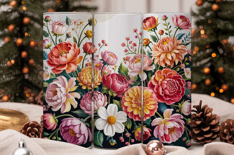 Watercolor Floral Bouquet 20oz Tumbler Sublimation DesignSVG 