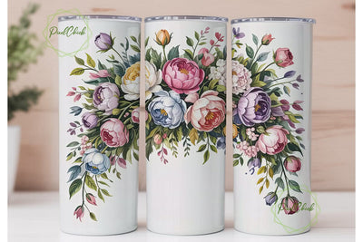 Watercolor Floral Bouquet 20oz Tumbler Sublimation PixelChick 