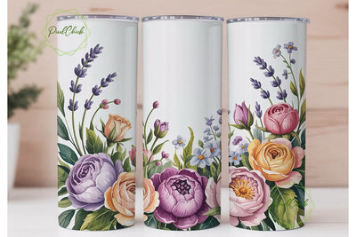Watercolor Floral Bouquet 20oz Tumbler Sublimation PixelChick 