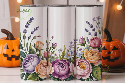 Watercolor Floral Bouquet 20oz Tumbler Sublimation PixelChick 