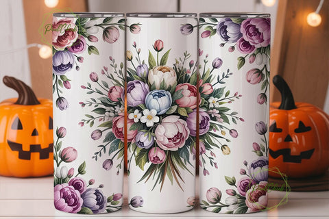 Watercolor Floral Bouquet 20oz Tumbler Sublimation PixelChick 
