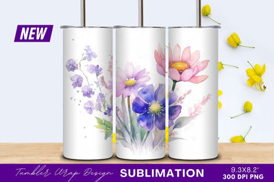 Watercolor floral bouquet tumbler png design Sublimation Regulrcrative 