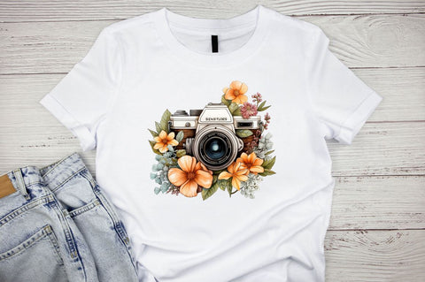 Watercolor Floral Camera Stickers Bundle Sublimation Designangry 