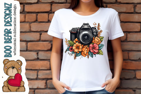 Watercolor Floral Camera Sublimation clipart set Sublimation Boo Bear Designz 