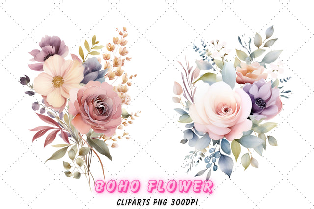 Watercolor Floral Clipart - Neutral Floral Clipart - Floral Clipart - Premade Clipart - Watercolor Clipart -Wedding Clipart-Premade Sublimation FloridPrintables 