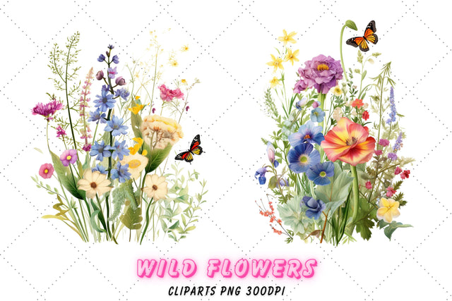Watercolor Floral Clipart - Wild Flowers - Wild Floral Clipart - Premade Clipart - Wedding Clipart - Floral Sketches - Watercolor Clipart Sublimation FloridPrintables 