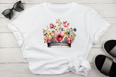 Watercolor Floral Crown Clipart Bundle Sublimation Designangry 