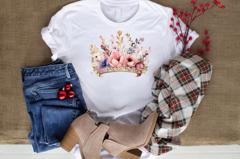 Watercolor Floral Crown Clipart Bundle Sublimation Designangry 