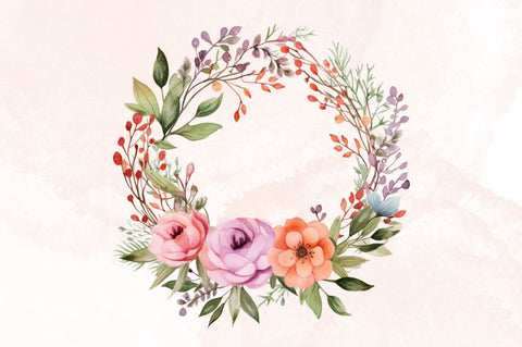 Watercolor Floral Crown Clipart Bundle Sublimation Designangry 