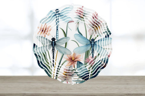 Watercolor Floral Dragonflies Wind Spinner Sublimation Regulrcrative 