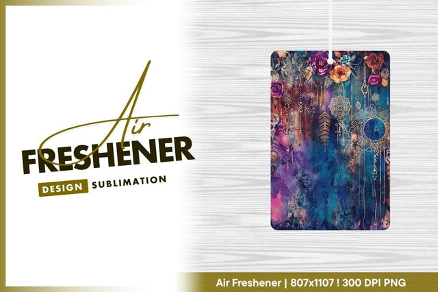 Watercolor Floral Dreamcatcher with Purple Blue and Gold Bohemian Elements Sublimation Regulrcrative 