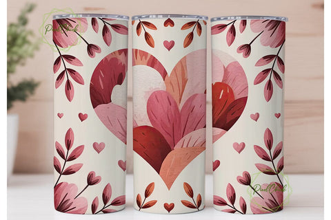 Watercolor Floral Heart 20oz Tumbler Sublimation PixelChick 