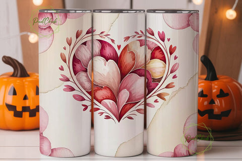 Watercolor Floral Heart 20oz Tumbler Sublimation PixelChick 
