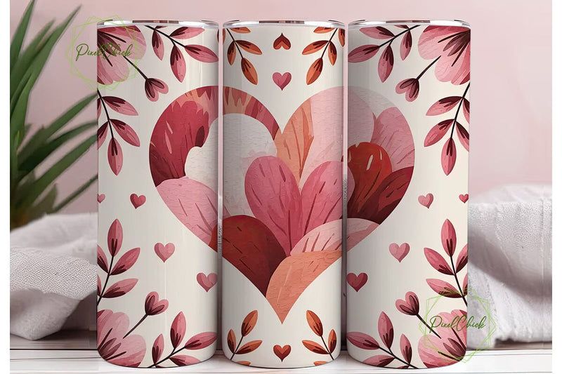 Watercolor Floral Heart 20oz Tumbler Sublimation PixelChick 