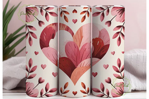 Watercolor Floral Heart 20oz Tumbler Sublimation PixelChick 